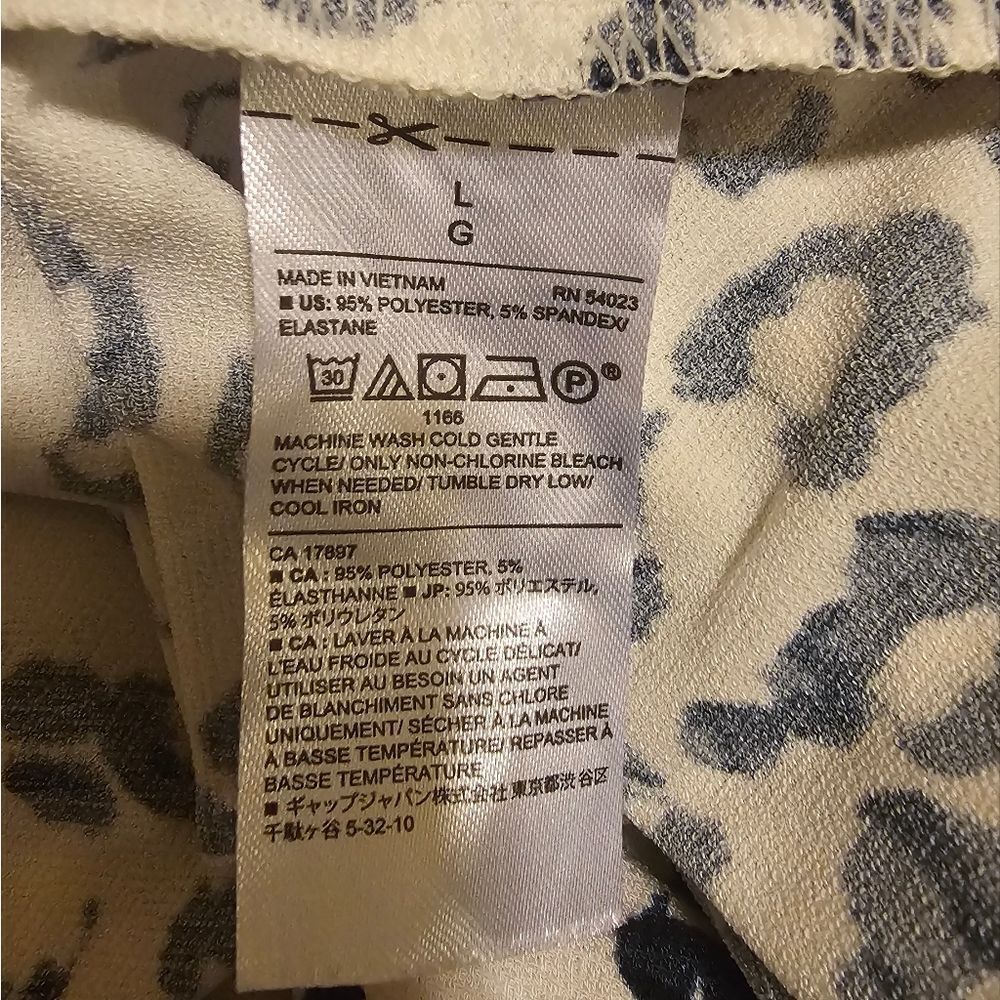 BANANA REPUBLIC Crossback Midi Dress‎ Navy Off White Leopard Print - Size Large - Picture 12 of 12